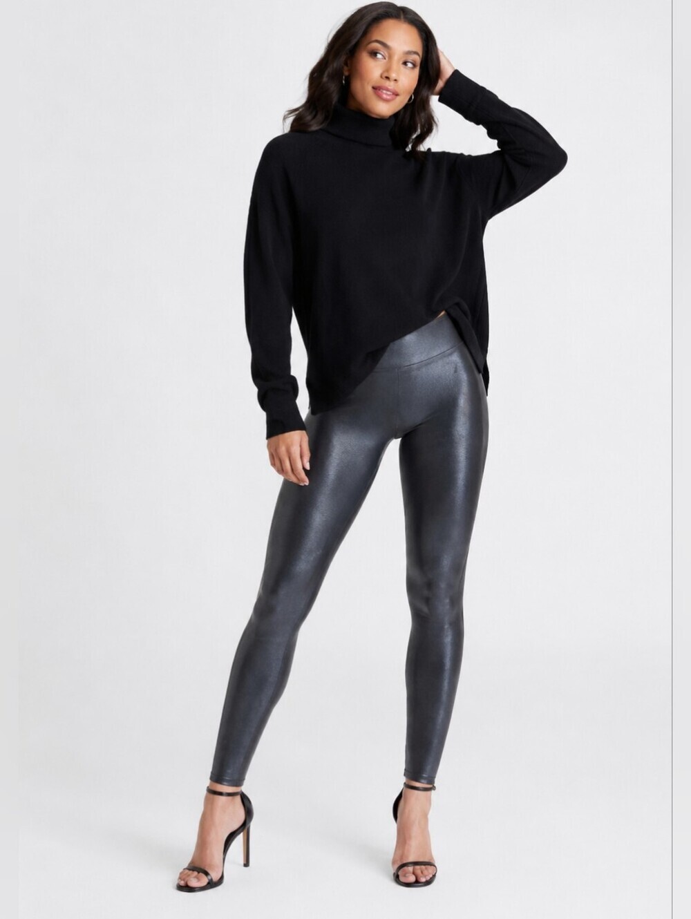 ❤️ NWOT! SPANX FAUX LEATHER PEBBLED HIGH RISE SHAPEWEAR LEGGINGS, SMALL